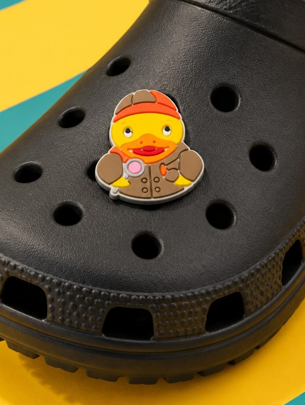 Detective Yellow Duck Croc Shoe Charm Mystery Sherlock Rubber Duck Jibbitz Style